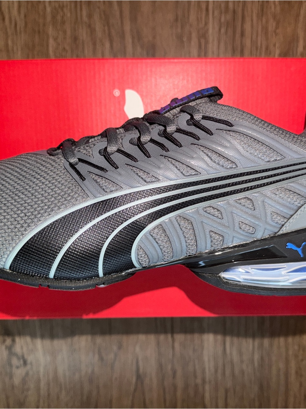 Puma Men’s Voltaic Evo - Dark Gray Black Cobalt Blue Accent Shoes - Picture 3 of 7